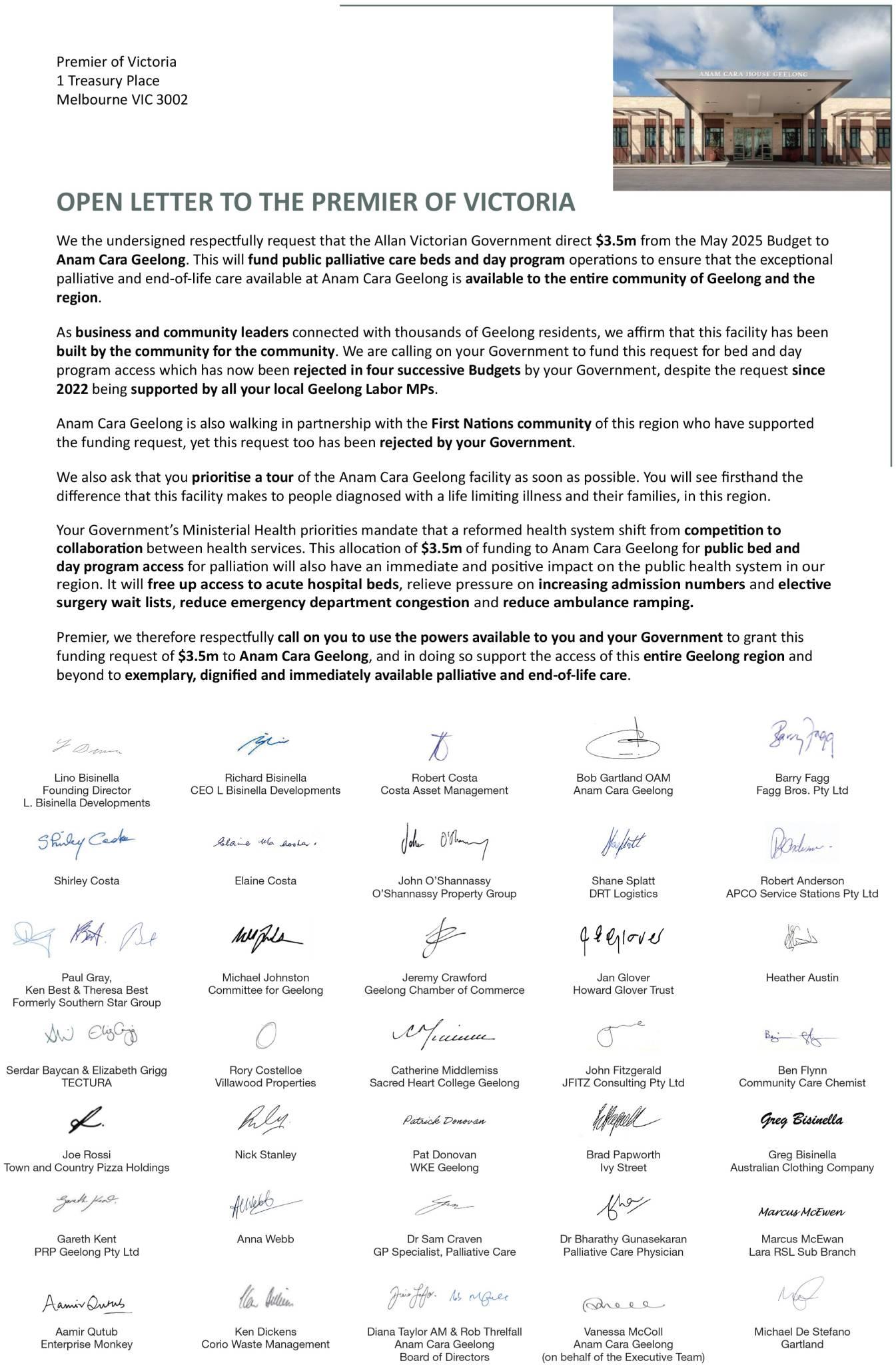 Open Letter to the Victorian Premier